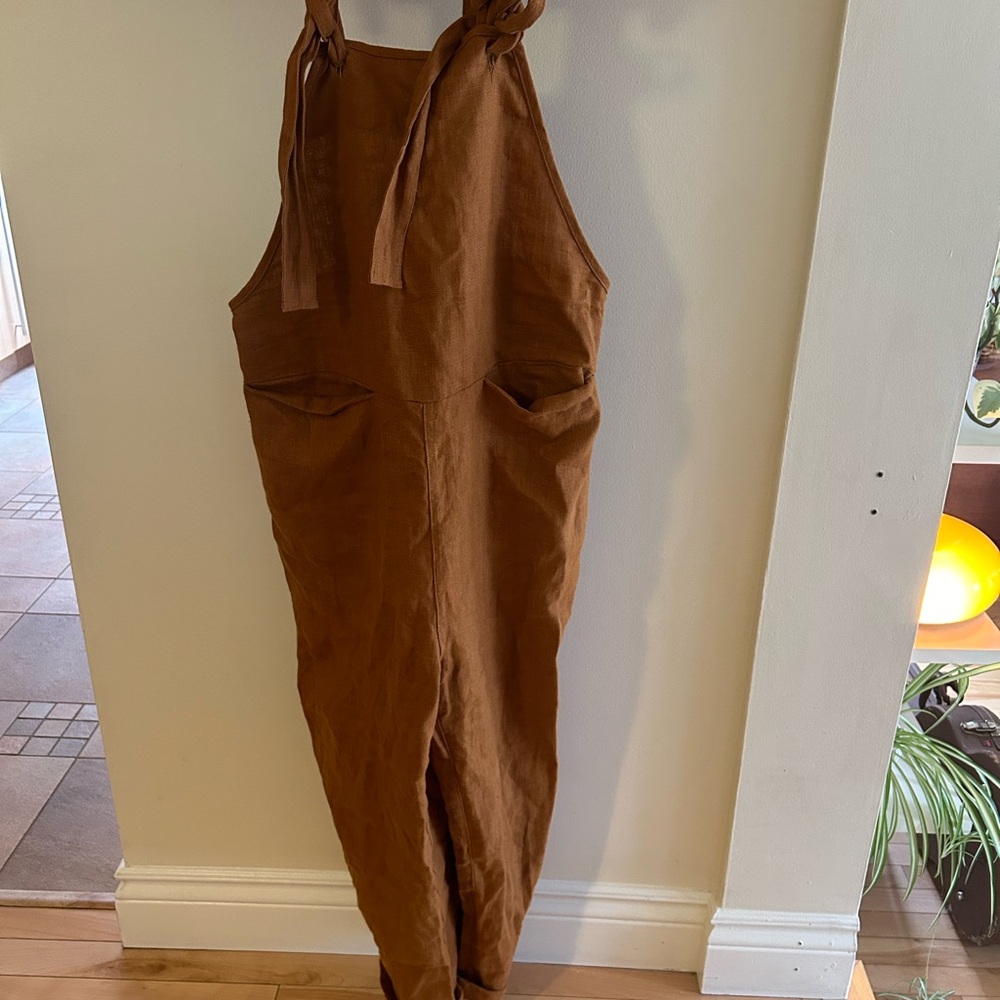Beaton Linen rust jumpsuit XS